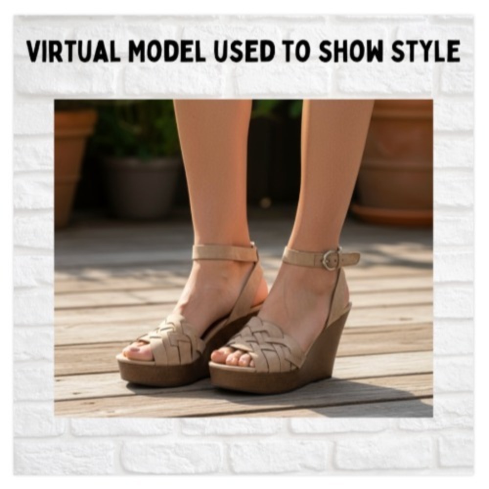 Indigo Road Wedge Sandals Beige Platform Heels Size 9.5M Ankle Strap Shoes